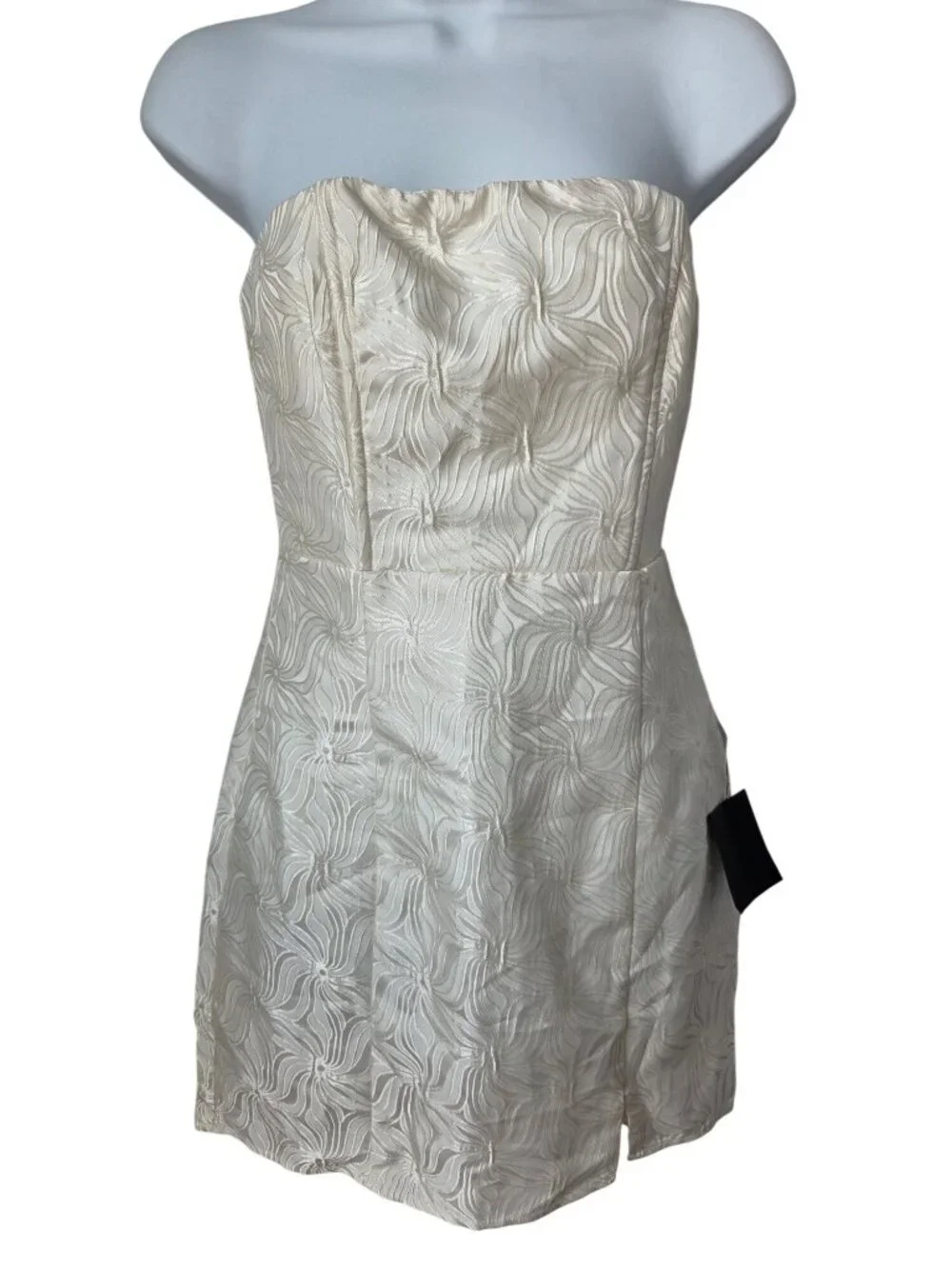 Lulus Bubbly Beauty Ivory Jacquard Strapless Bustier Mini Dress XS